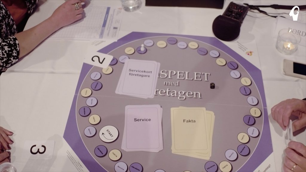Människor runt ett bord som sitter och spelar Samspelet