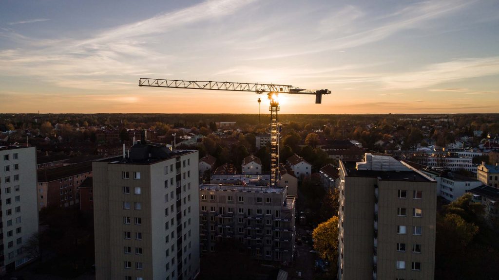 Vy över nybygge i Gävle