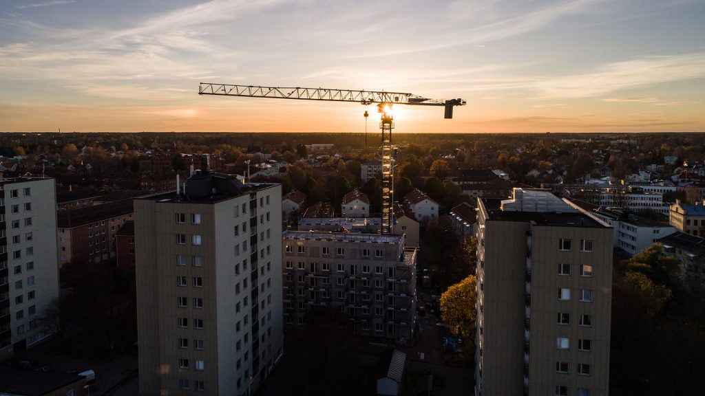 Vy över nybygge i Gävle