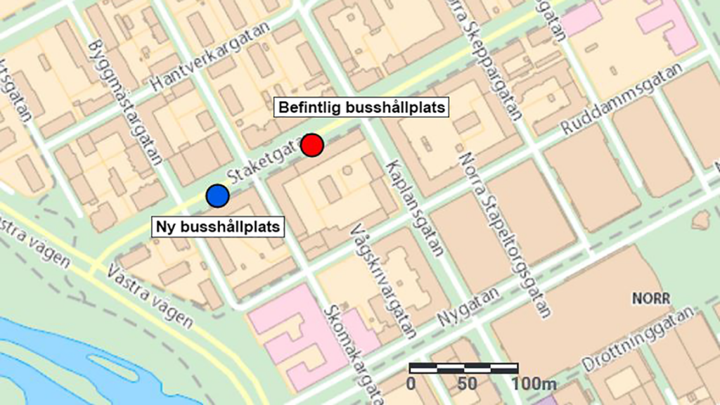 Karta som visar Staketgatan