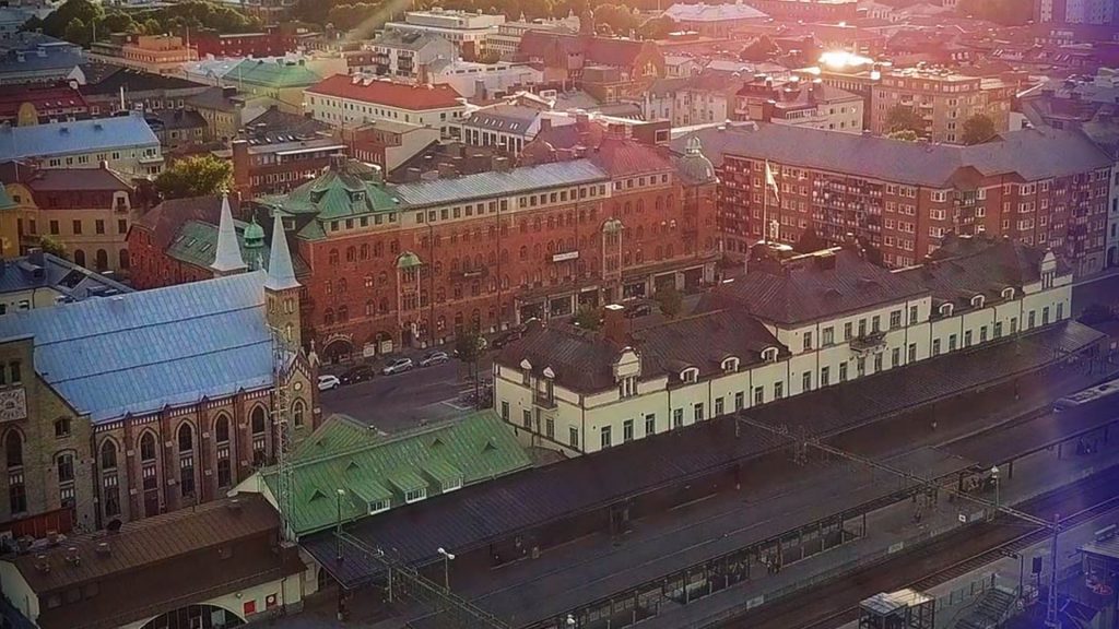 Flygbild över Gävle central