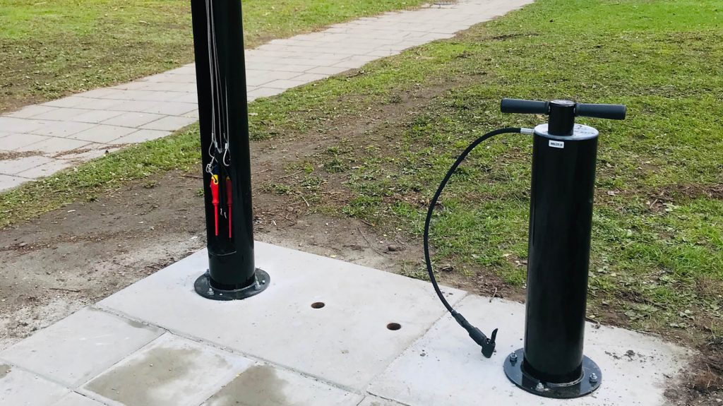 Ctkelpump och reparationsstation vid Kvarnparken