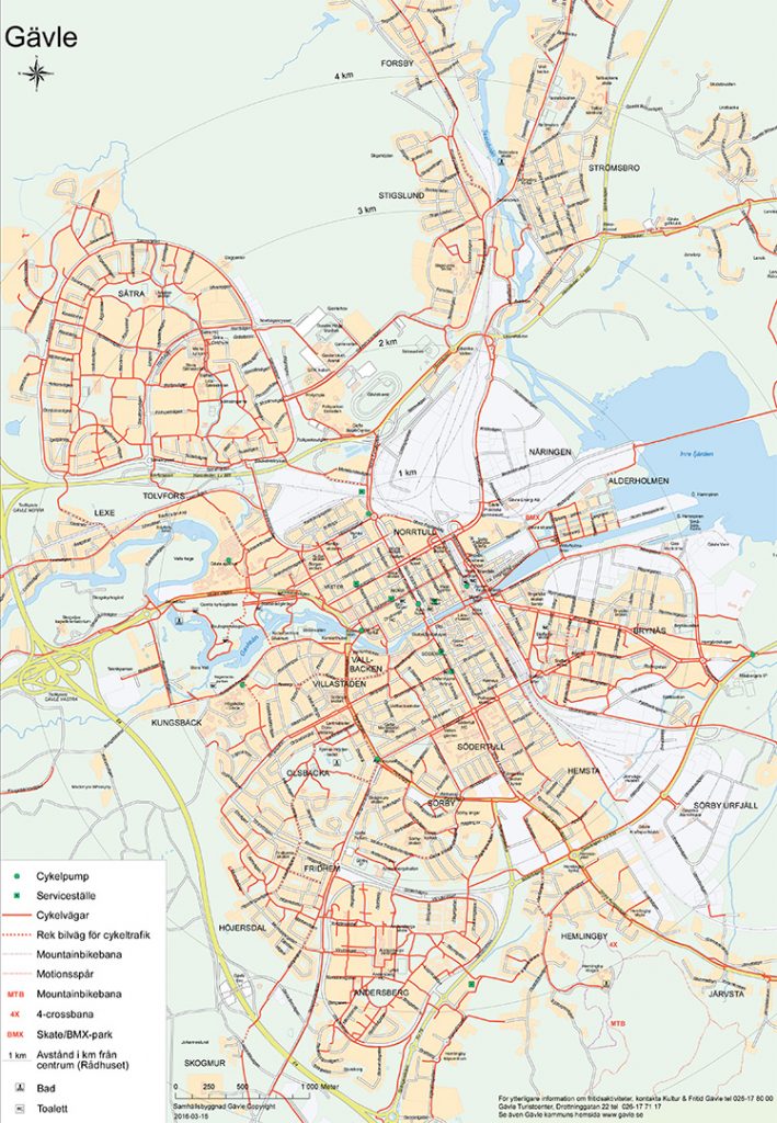 Kartor över cykelvägar – Gävle kommun