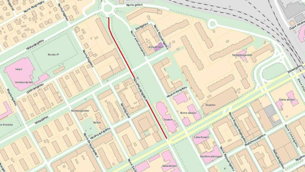 Karta över Norra Kungsgatan.