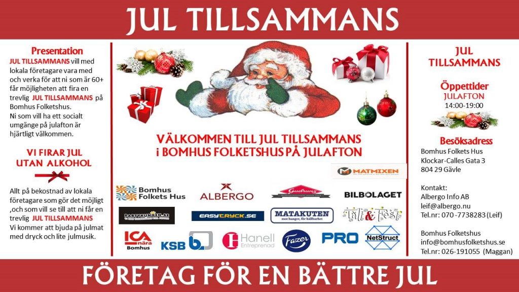 Programblad för Jul tillsammans i Bomhus Folkets Hus.