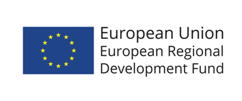 Europeiska unionens logotyp och texten European Regional Development Fund.