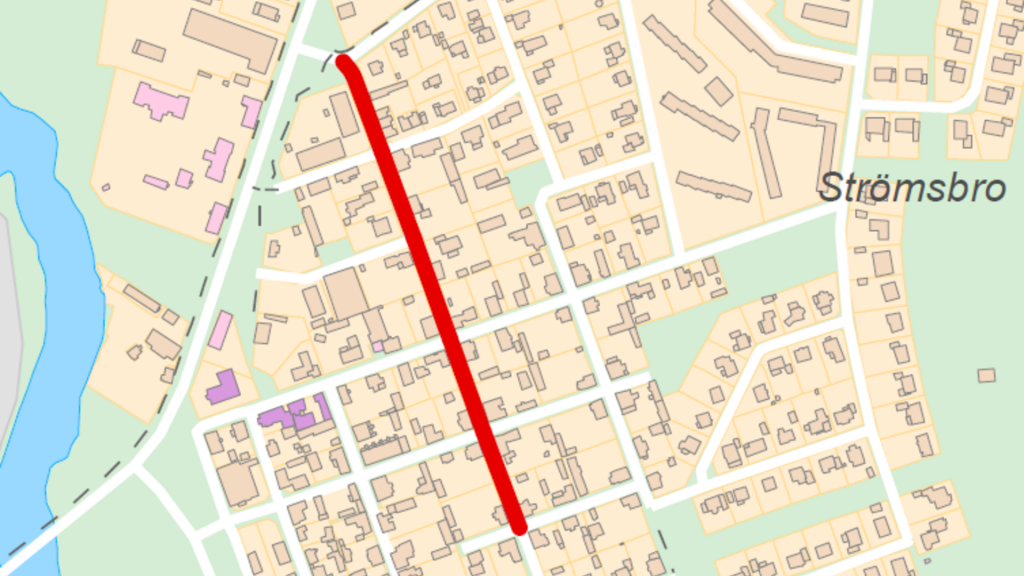 Karta över frabriksgatan i Strömsbro