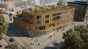 Skiss på nya kultur- och bildningscenter som ska byggas i Gävle