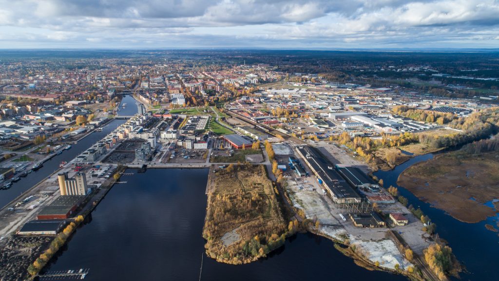 Drönarbild som visar stadsdelen Näringen ovanifrån.