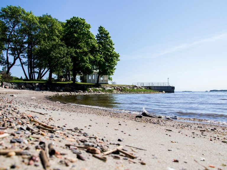 Sandstrand och vatten vid Engeltofta