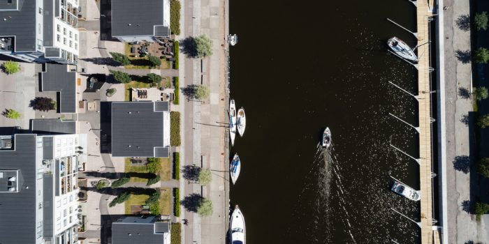 Drönarbild över Gävlestrand