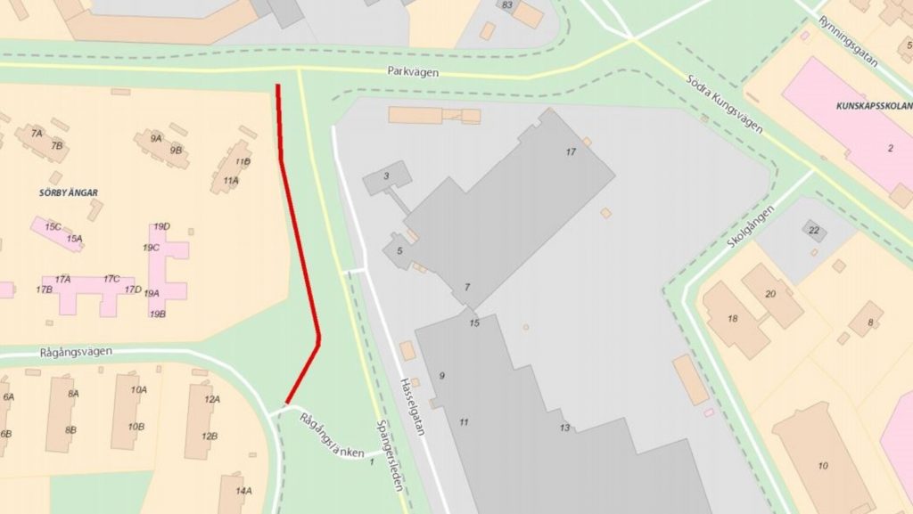 Avstängd gång- och cykelväg längs Spängersleden