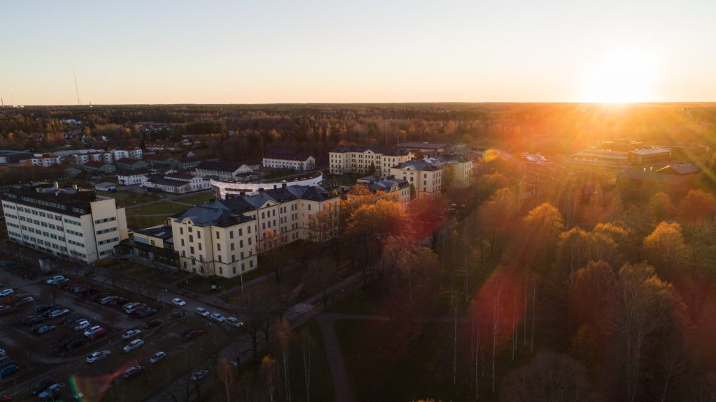 Flygfoto på Högskolan i Gävle