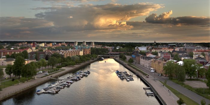 Drönarbild över Gavleån.