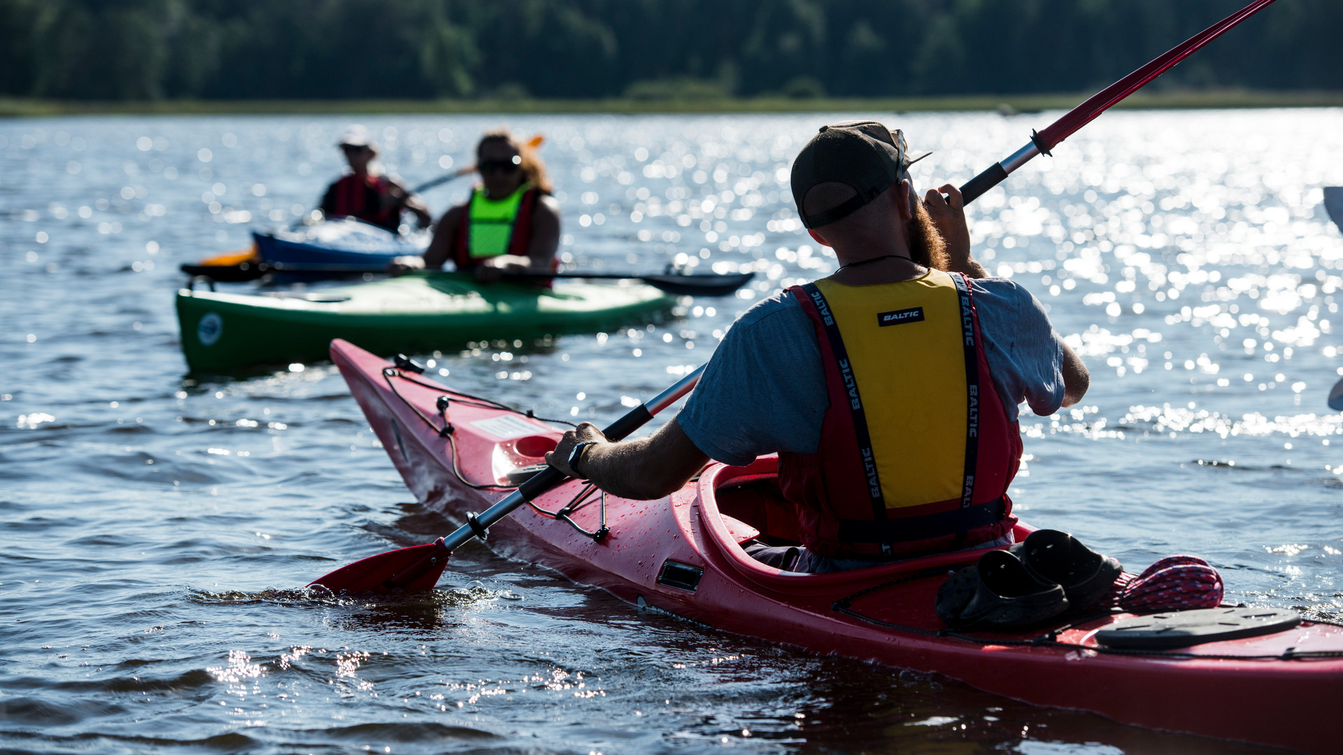 Paddling.