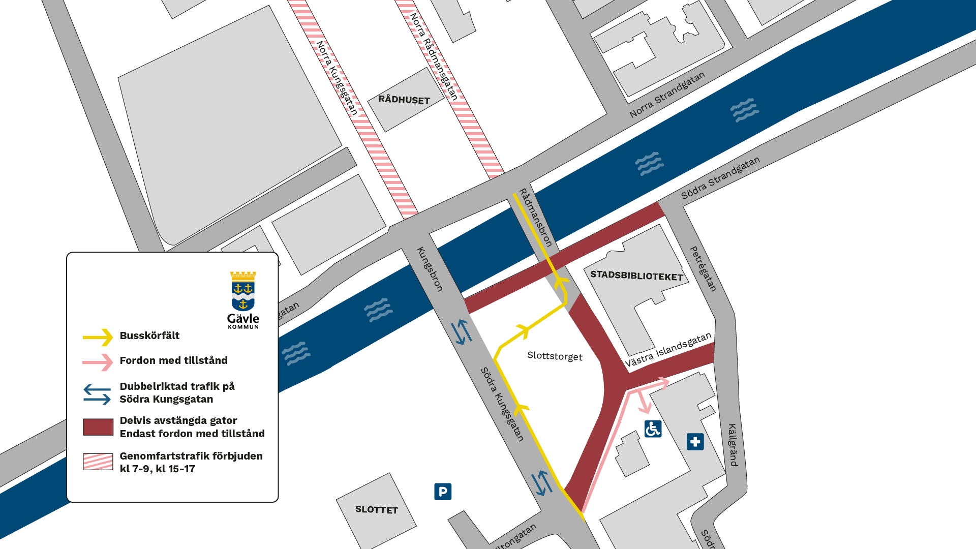 Karta över trafiklösning kultur- och bildningscentrum.