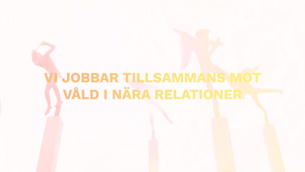 Stillbild från filmen om huskurage som visar texten: Vi jobbar tillsammans mot våld i nära relationer
