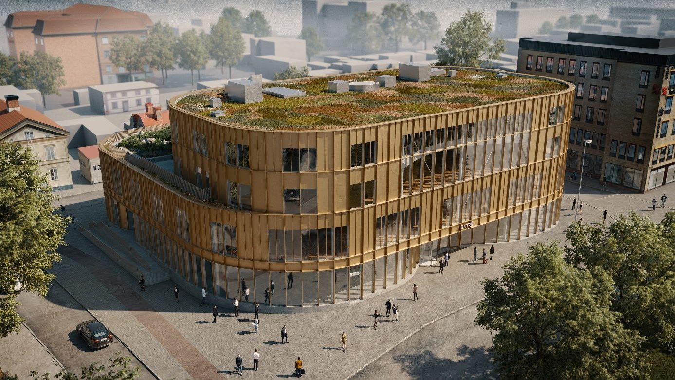 Skiss på nya kultur- och bildningscenter som ska byggas i Gävle