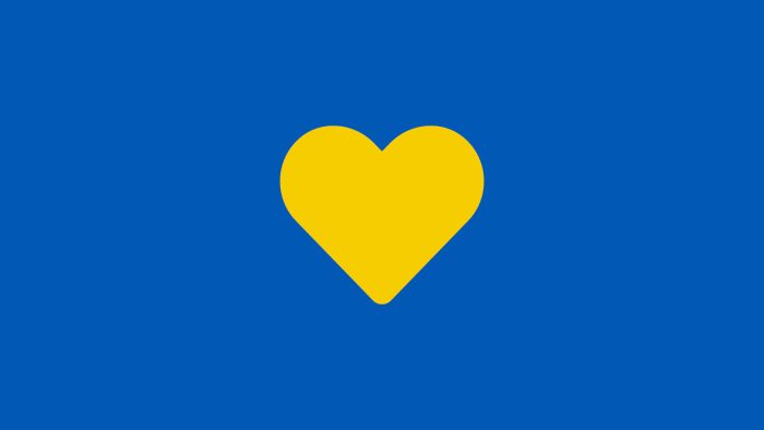 Blå bakgrund med gult hjärta