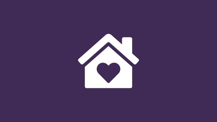 Illustrerad bild som symboliserar ett hus med ett hjärta i