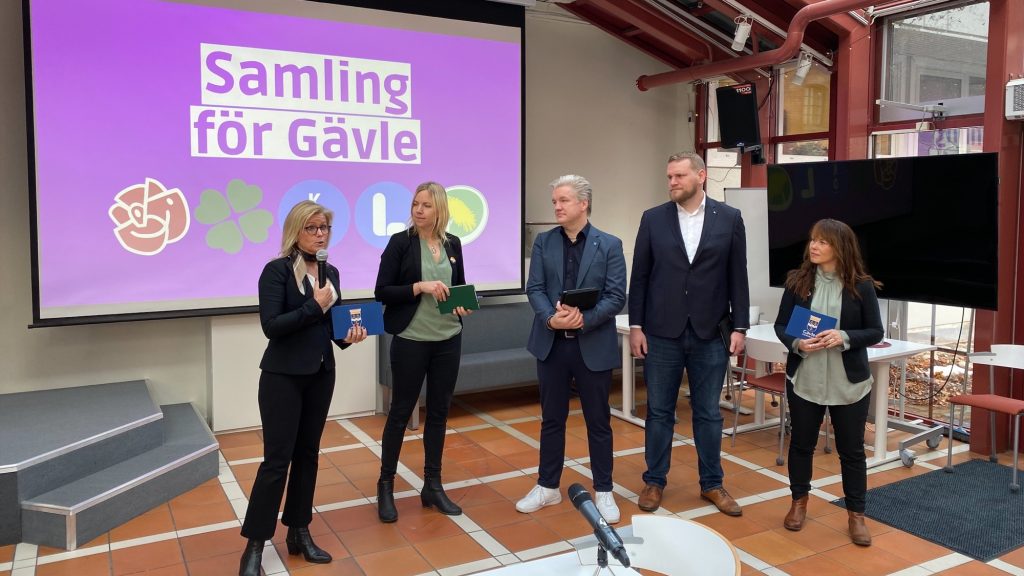 Samling för Gävle - Julia Cederstrand (C), Åsa Wiklund Lång (S), Therese Metz (Mp), Kristofer Dahlgren (L) och Jan Myléus (Kd)
