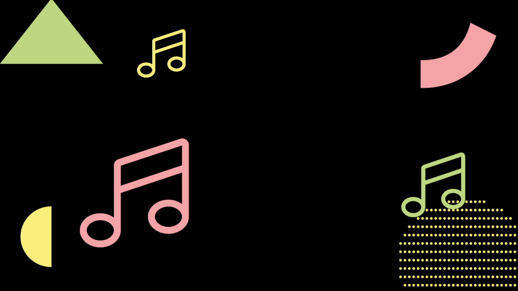 Illustrerad bild med symboler för Vasaskolans avslutningskonsert