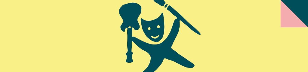 Illustration på en katt som håller i instrument mot en gul bakgrund.