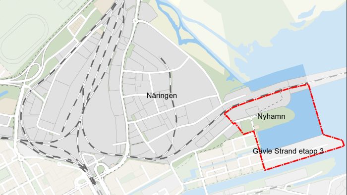 Kartbild över Näringen och Nyhamn.