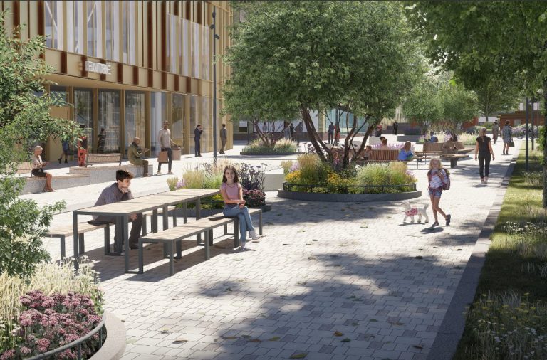 Illustration över Agnes Kulturhus torg