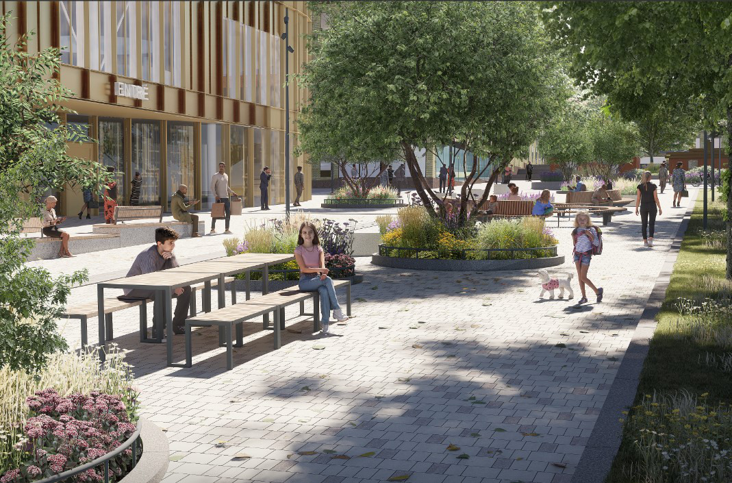 Illustration över Agnes Kulturhus torg