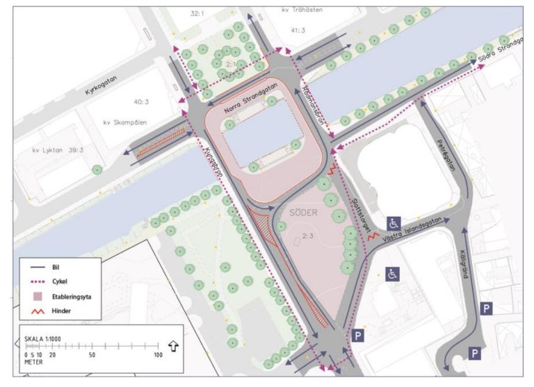 Karta över trafikomläggning vid Agnes Kulturhus