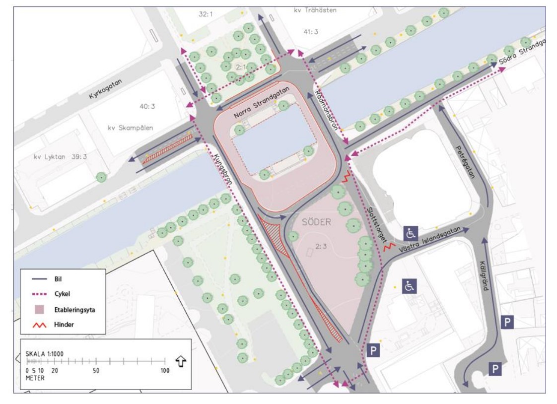 Karta över trafikomläggning vid Agnes Kulturhus
