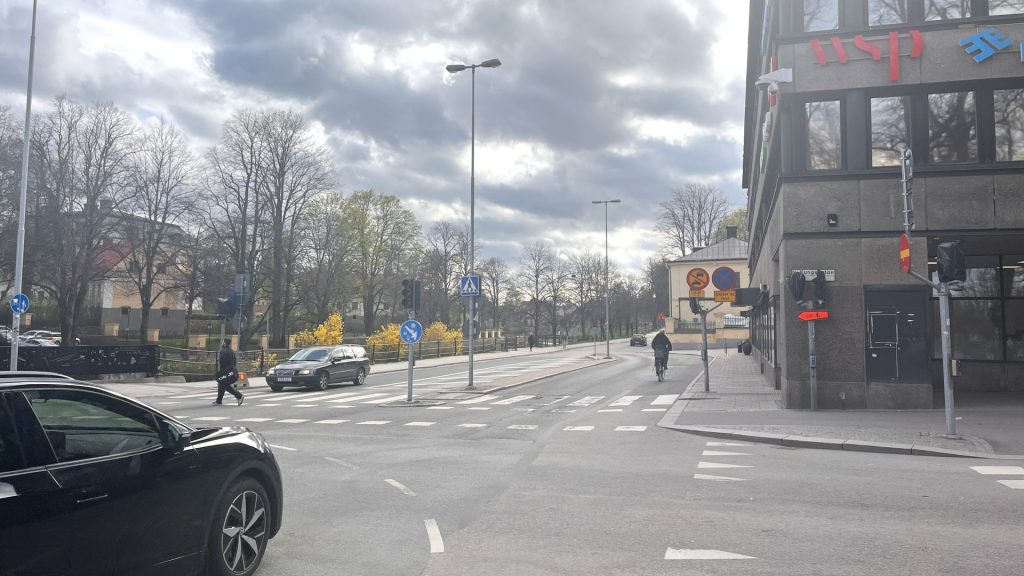 Fotografi på Norra Strandgatan vid korsningen Norra Kungsgatan i Gävle