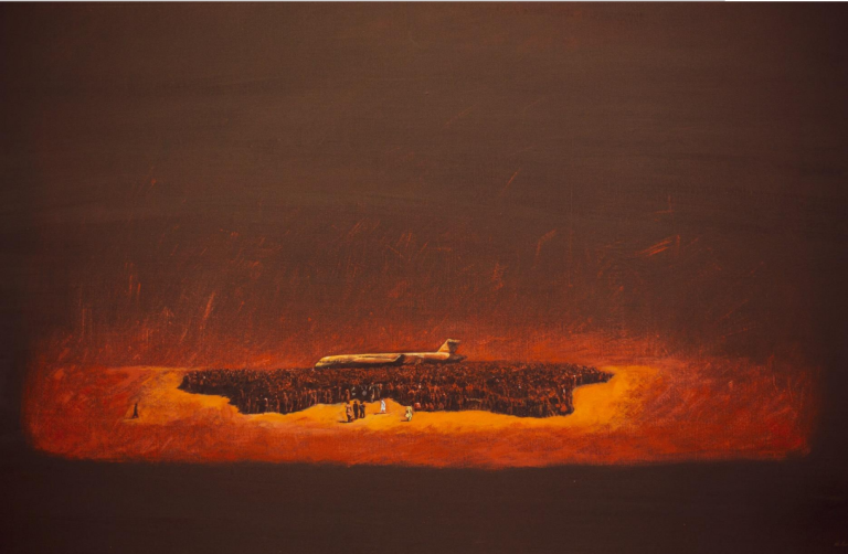 Kabul airport : 200 × 180cm acrylic on canvas 2022