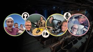 Porträtt i cirklar. Symboler kopplade till podd