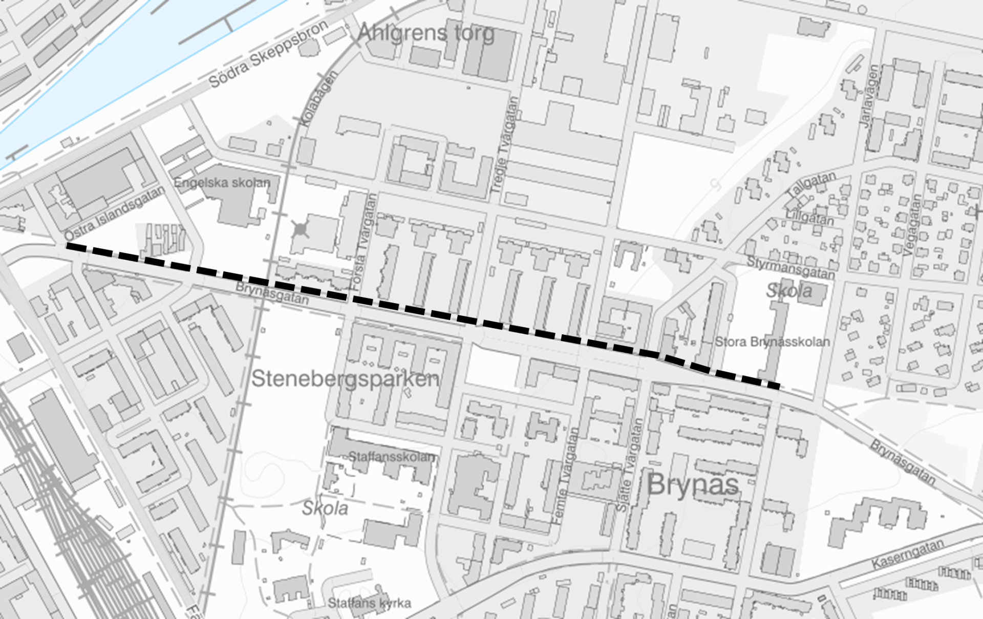 Kartbild som visar Brynäsgatan