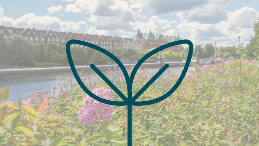 Illustration av en blomma lagt på en bakgrundsbild på Gavleån.