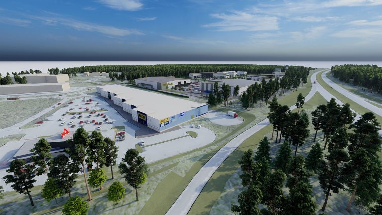 Översiktsbild över Hemlingby handelsområde