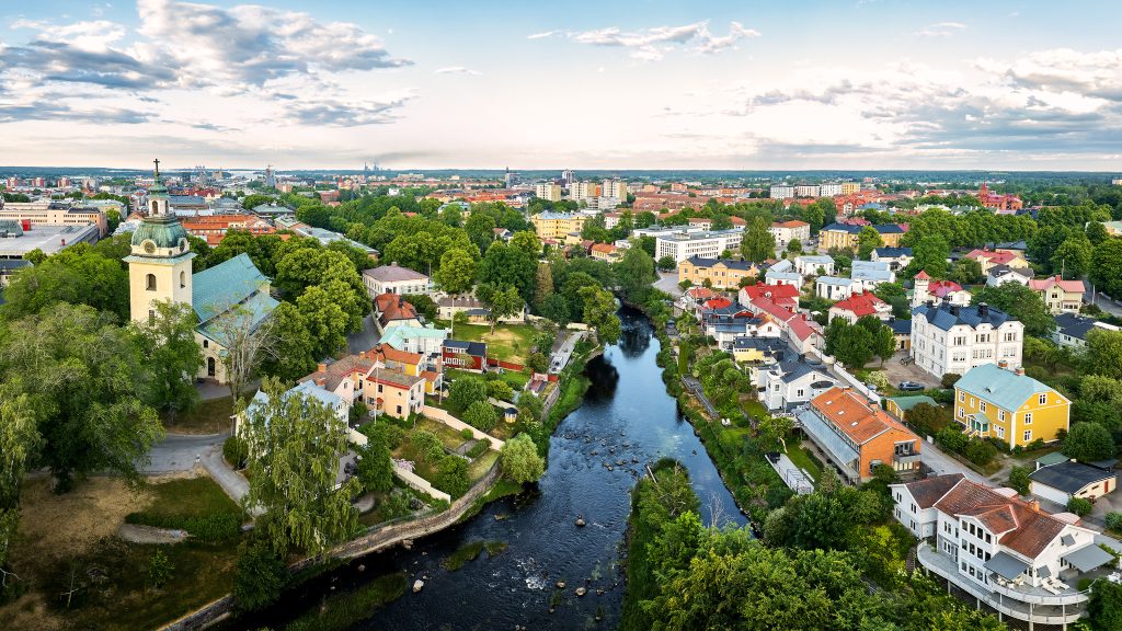 Drönarbild över Gävle