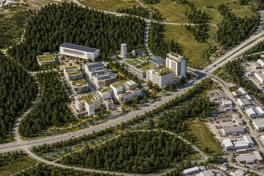 Översiktsbild över Västra Kungsbäck - Producerad av Gävle kommun med hjälp av AI